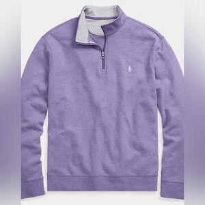 Ralph Lauren Luxury Jersey Pullover Mens Taylor Purple Heather 1/2 Zip
